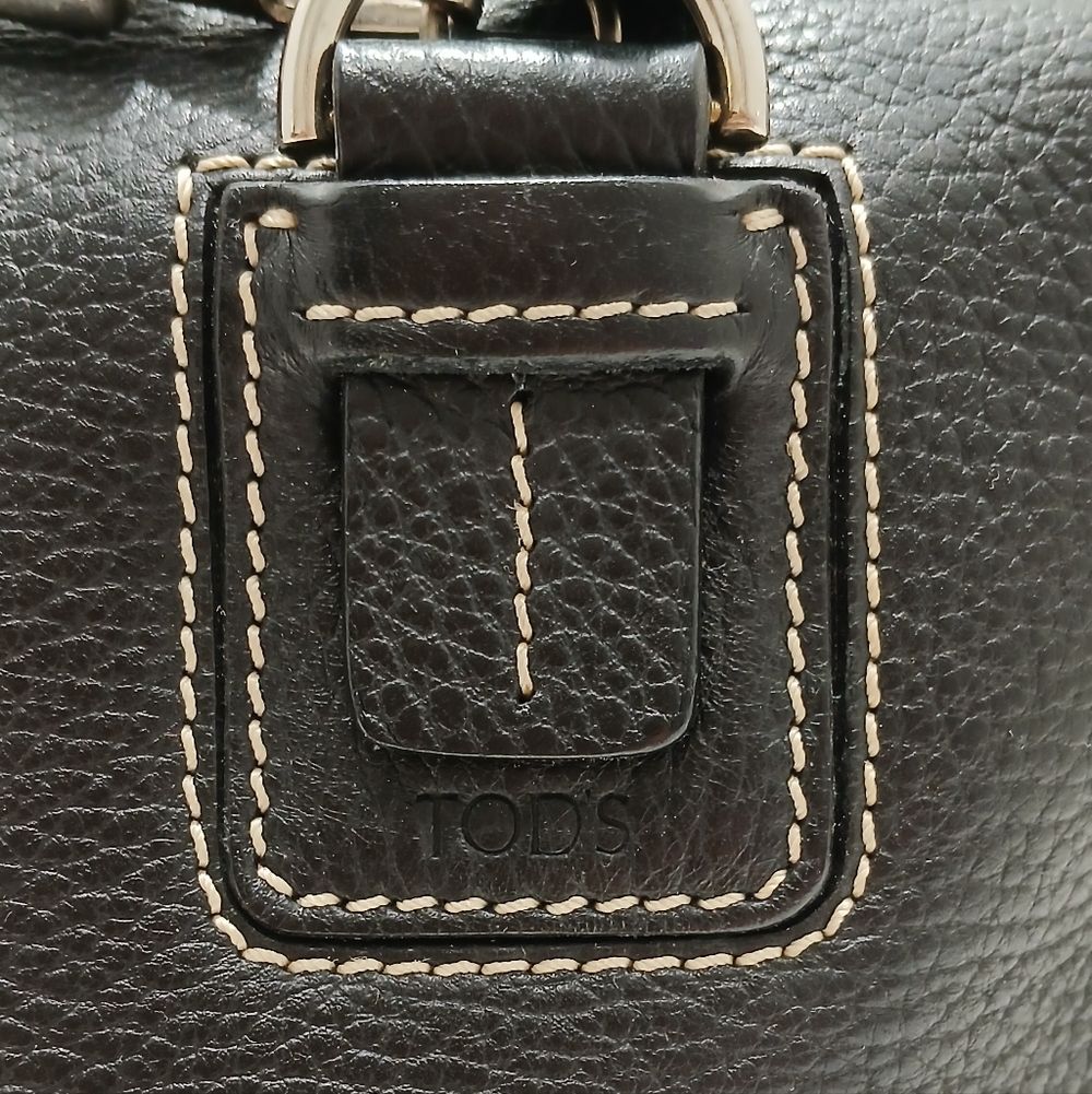 SALE 🛑 TOD'S Vintage Leather 2way Mini Boston Bag With Strap EUC - Picture 14 of 16
